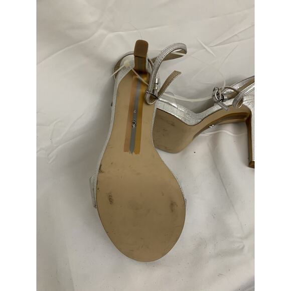 Sam Edelman Silver Strappy Heels Womens 6 Sparkly - Picture 6 of 7
